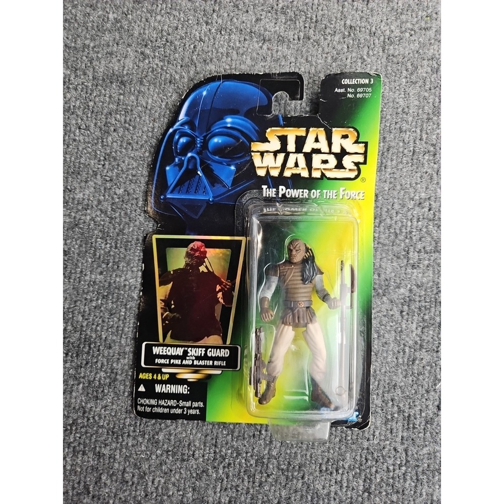 Star Wars Power Of The Force WEEQUAY SKIFF GUARD WITH FORCE‎ PIKE AND BLASTER...